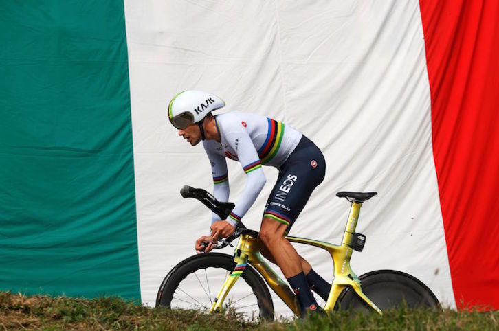 Filippo Ganna ha sumado su tercera victoria de etapa en su primer Giro. (Luca BETTINI/AFP)