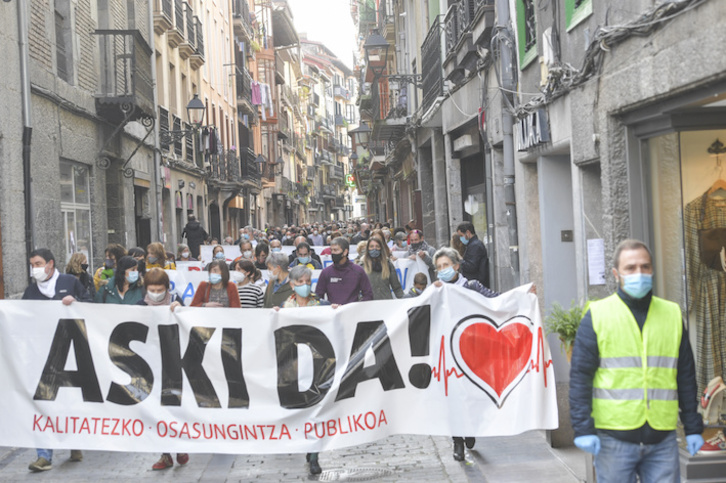 Kalitatezko osasun publikoaren aldeko manifestazioa Tolosan. (Idoia ZABALETA/FOKU)