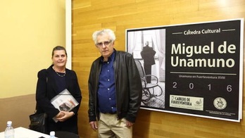 Jean Claude y Colette Rabaté, en un congreso sobre Unamuno. (NAIZ)