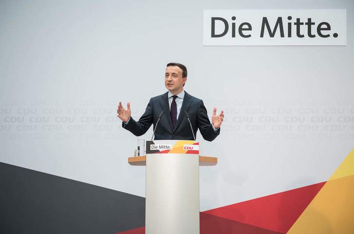 El secretario general de la CDU, Paul Ziemiak, ha informado del aplazamiento. (STEFANIE LOOS / AFP) 