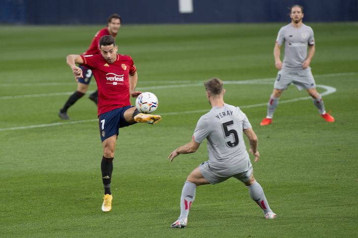 Yeray en el partido ante Osasuna en El Sadar. (Iñigo URIZ / FOKU)