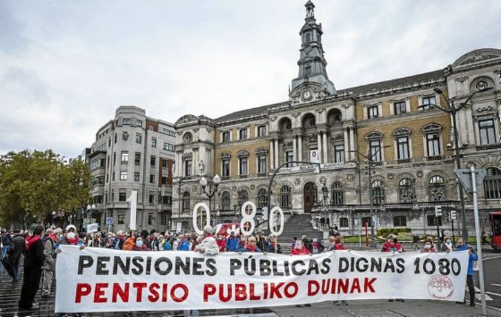 Movilización de pensionistas en Bizkaia. (Aritz LOIOLA/FOKU)