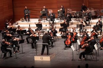 Euskadiko Orkestra, Donostiako Hamabostaldian eskainitako kontzertu batean. (Gorka RUBIO)