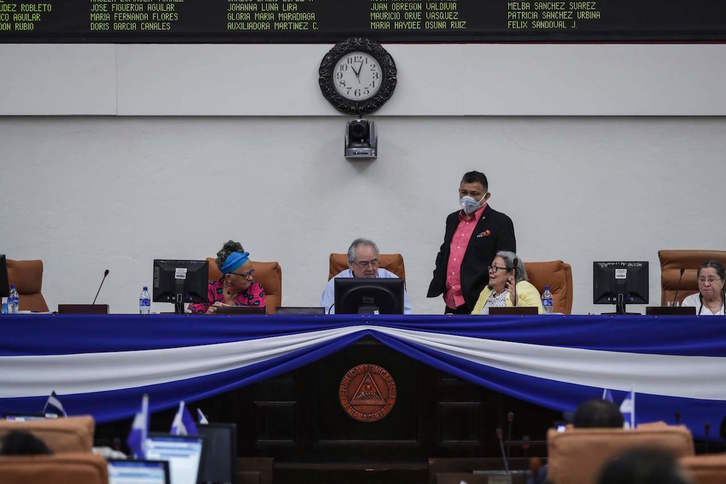 Votación en el Parlamento de Nicaragua de la ley contra el ciberdelito. (STR/AFP)