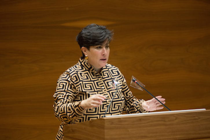 María Solana, durante una intervención en el Debate sobre el Estado de Nafarroa. (PARLAMENTO DE NAFARROA)