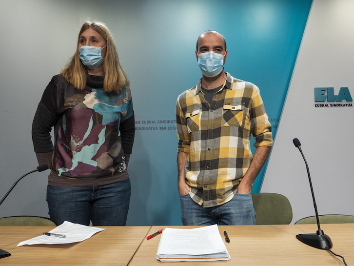 Leire Heredia y Pello Igeregi, en la comparecencia sobre el covid. (Monika DEL VALLE/FOKU)