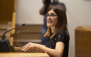 La portavoz de Elkarrekin Podemos-IU en el Parlamento de Gasteiz, Miren Gorrotxategi. (Raul BOGAJO/FOKU)