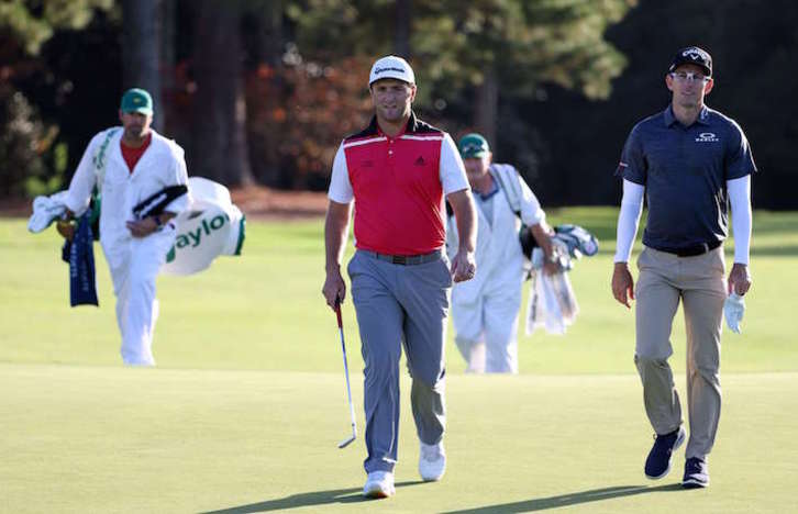 Jon Rahm practica estos días en el campo de Augusta National. (Jamie SQUIRE/AFP)