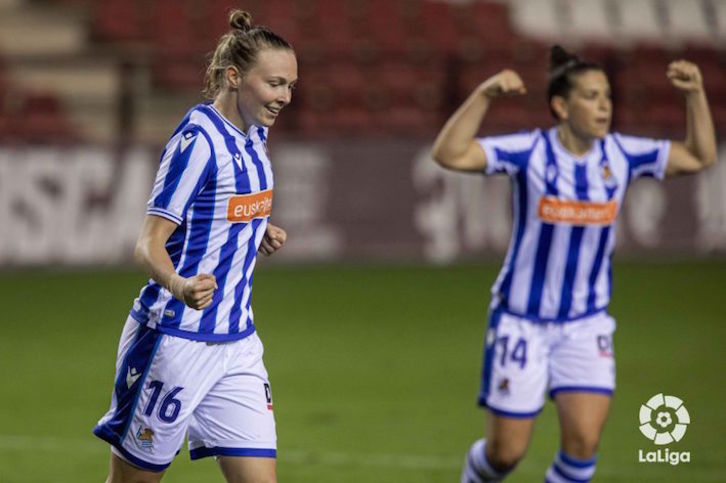 Franssi celebra el gol que adelantaba a la Real en el marcador. (LALIGA)