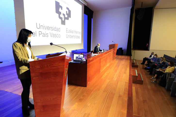 Intervención de Nekane Balluerka ante el Claustro. (UPV-EHU)