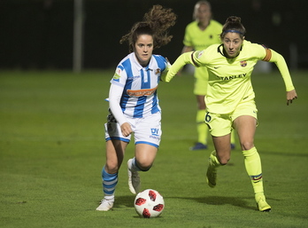 Eizagirre eta Losada, Realak eta Barcelonak iaz Zubietan jokatutako partidan. (Juan Carlos RUIZ/FOKU)