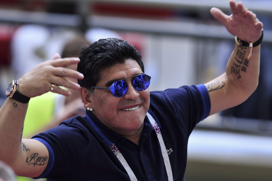 Maradona en el último Mundial de fútbol disputado en Rusia. (Saeed KHAN / AFP) Maradona en el último Mundial de fútbol disputado en Rusia. (Saeed KHAN / AFP)