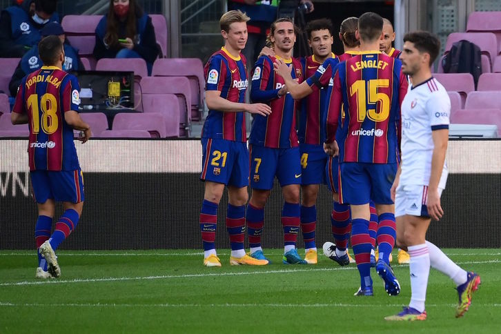 Osasuna se ha visto superado de manera clara por el Barcelona en el Camp Nou. (Lluis GENE/AFP)
