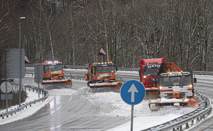Elurra kentzeko lanean 60 ibilgailu berezi daude gaur Nafarroan. (Jagoba MANTEROL | FOKU)
