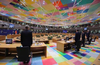 Los líderes de la UE, al comienzo de la reunión. (OLIVIER MATTHYS / AFP)