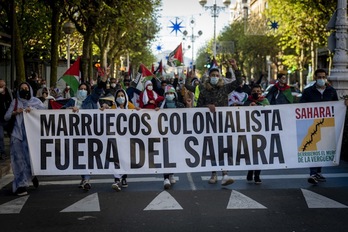 Manifestación de apoyo al Sahara, el pasado 21 de noviembre en Donostia. (Gorka RUBIO/FOKU)