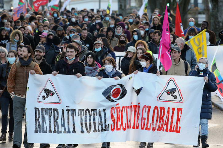 Manifestación en Baiona contra la Ley de Seguridad Global. (Bob EDME)