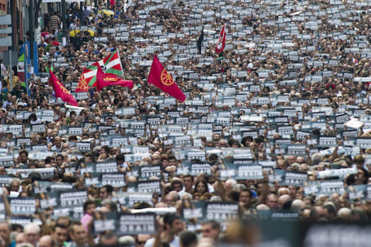Movilización tras conocerse la primera concena contra los acusados por la causa de Bateragune. (Juanan RUIZ/FOKU)
