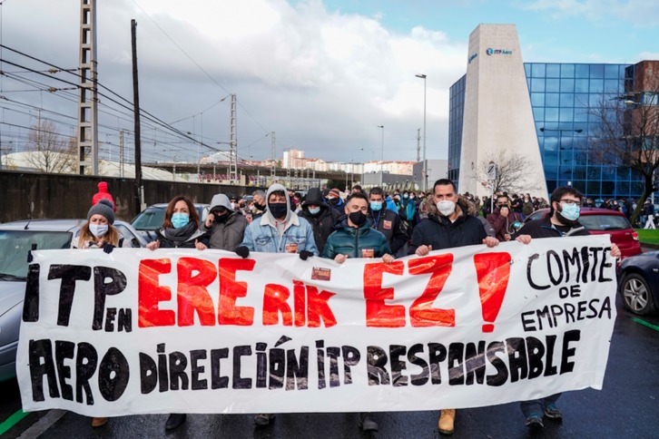 Manifestación de los trabajadores de ITP Aero Castings. (Marisol RAMIREZ/FOKU).