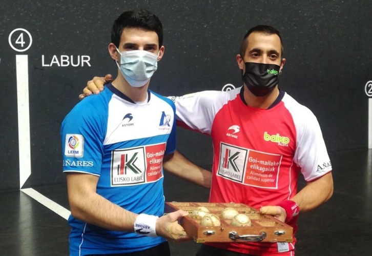 Jokin Altuna eta Oinatz Bengoetxea, gaur Bilbon aukeratutako pilotekin (ASPE)