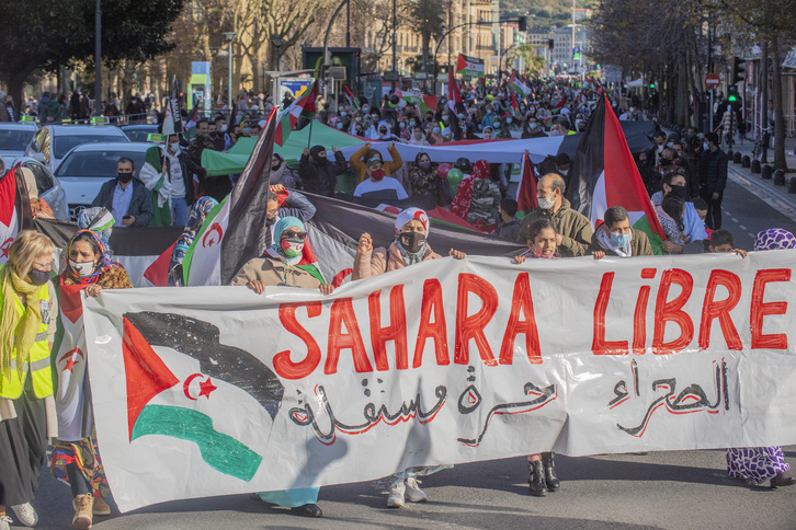 Movilización en Gasteiz en solidarida con el Sahara. (Juan Carlos RUIZ / FOKU)