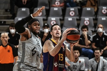 Thomas Heurtel, en uno de sus últimos partidos de Euroliga comn la elástica blaugrana. (Jeff PACHOUD / AFP PHOTO)
