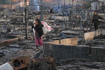 Estado en el que ha quedado el campo de refugiados. (Ibrahim CHALHOUB / AFP)