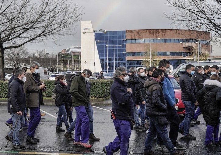 Imagen de archivo de una concentración de protesta en la planta de ITP Aero Casting en Barakaldo. (Marisol RAMIREZ/FOKU)
