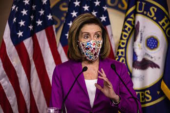 La presidenta de la Cámara de Representantes de EEUU, Nancy Pelosi. (Samuel CORUM/AFP)
