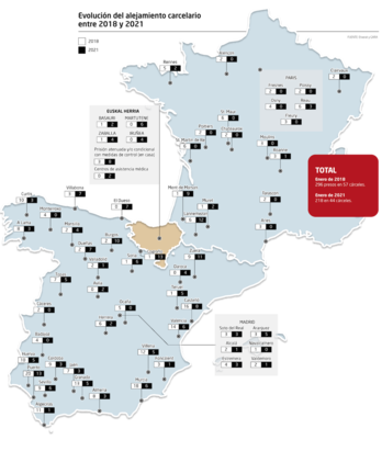 El mapa comparativo del alejamiento en estos tres años.