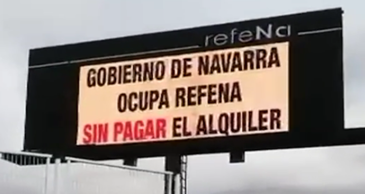 Mensaje que se puede leer en la pantalla de Refena dentro de su vídeo de denuncia contra el Gobierno navarro.