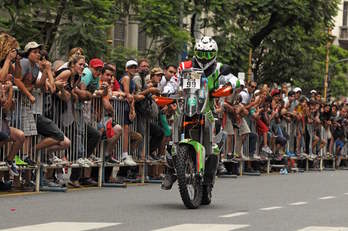 Pierre Cherpin, durante la primera etapa del Dakar 2015. (Maxi FAILLA / AFP)