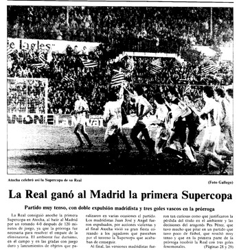 La primera Supercopa, en la portada de «Egin».