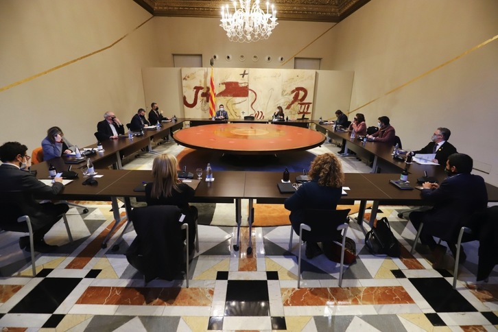 Reunión extraordinaria del Govern celebrada el pasado viernes para valorar la fecha de las elecciones. (Govern de la Generalitat)