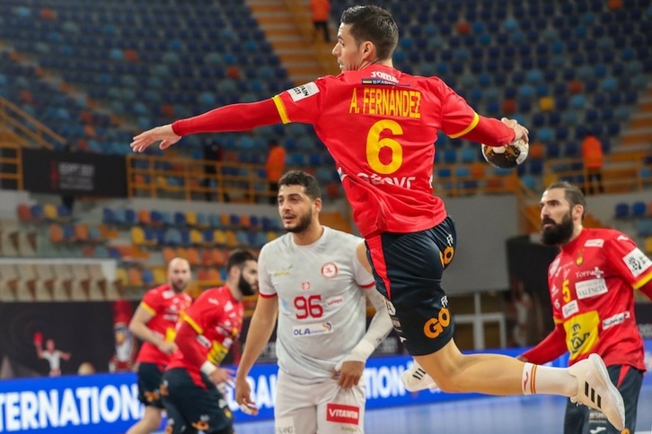 El extremo Ángel Fernández ha sido el principal artillero español. (Khalid ELFIQUI / AFP PHOTO)