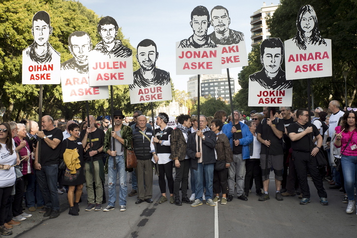 Altsasu Gurasoak, en el tramo final de la marcha ciclista realizada en octubre de 2019. (Iñigo URIZ / FOKU)