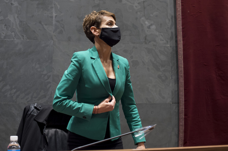 La lehendakari María Chivite, hoy en el Parlamento navarro. (Iñigo URIZ/FOKU)