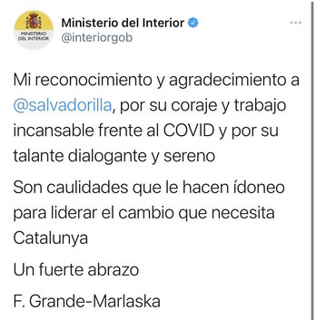 Captura de pantalla del mensaje firmado por Grande-Marlaska. (NAIZ)