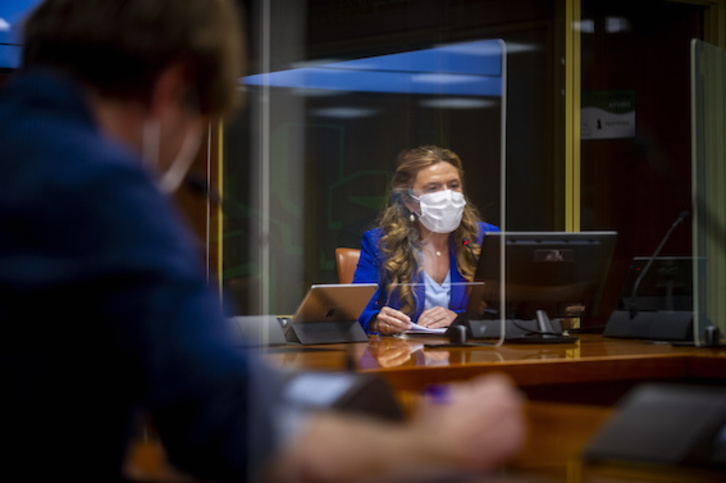 Comparecencia de la consejera de Salud, Gotzone Sagardui, en la comisión parlamentaria. (Jaizki FONTANEDA/FOKU)