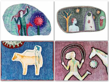 Confinada, obra de Caroline Krabbe mostrada en la exposición virtual de Empoderarte. (peopleartfactory.com)