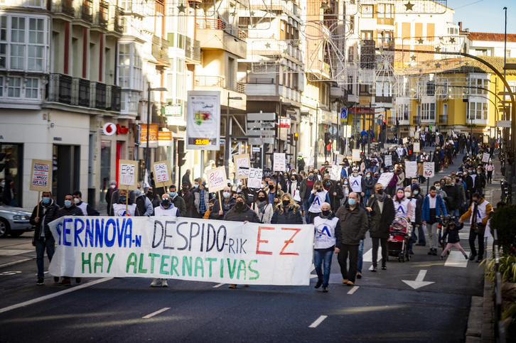 Manifestación de los trabajadores de Aernnova contra los despidos. (Jaizki FONTANEDA/FOKU)