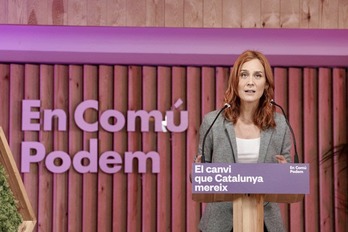 Jéssica Albiach en un acto electoral del pasado fin de semana. (En Comú Podem)