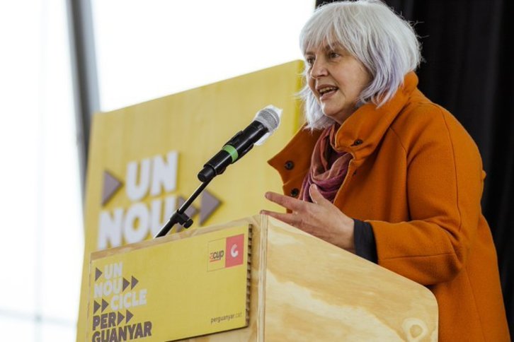 Dolors Sabater, durante el acto de la CUP en Girona. (@cupnacional)