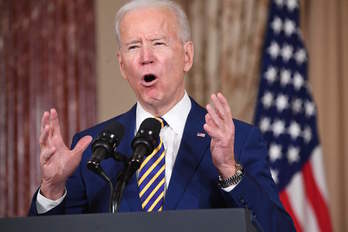 Joe Biden durante su primer discursos sobre política exterior (Foto: SAUL LOEB / AFP)