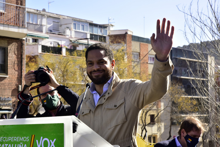 El candidato de Vox, Ignacio Garriga, en un acto en Barcelona (David OLLER/EUROPA PRESS)