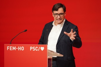 Salvador Illa en un acto de campaña del PSC. (HANDOUT/AFP)
