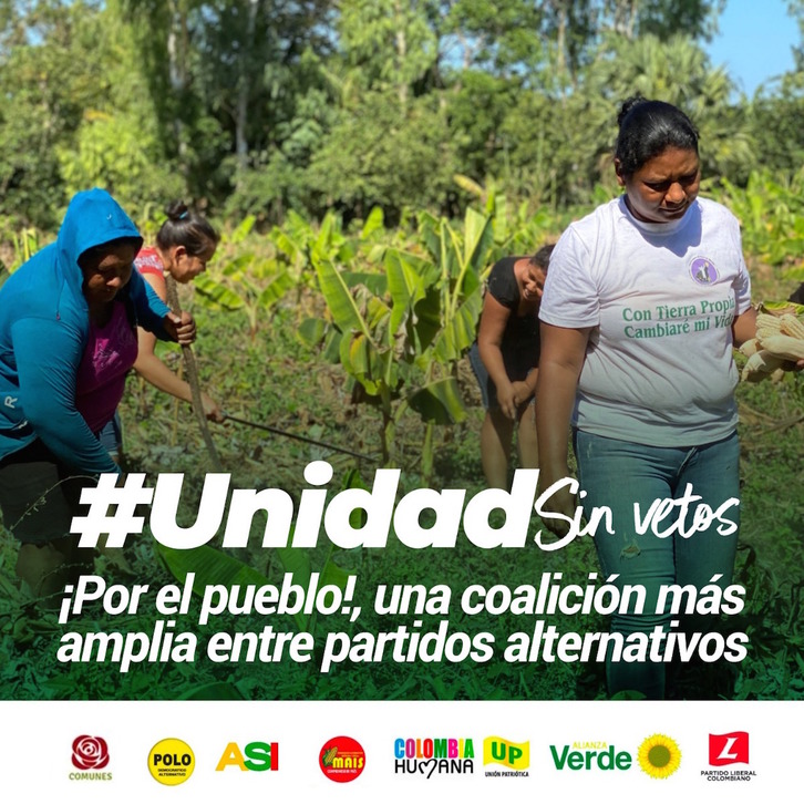 Cartel de la nueva coalición con los logos de sus integrantes.