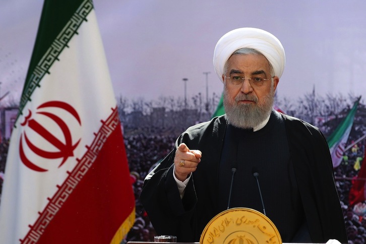 El presidente iraní Hasán Rohani durante un discurso televisivo. (AFP)
