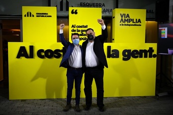 Pere Aragonés y Oriol Junqueras. (Josep LAGO / AFP)