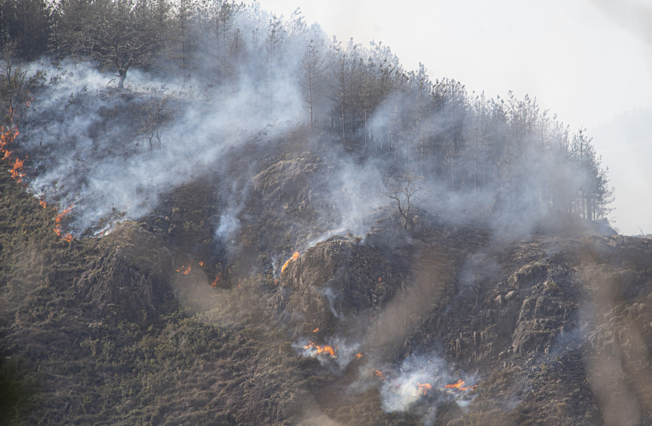 Un incendio avanza de forma descontrolada desde Bera. (Jagoba MANTEROLA/FOKU)